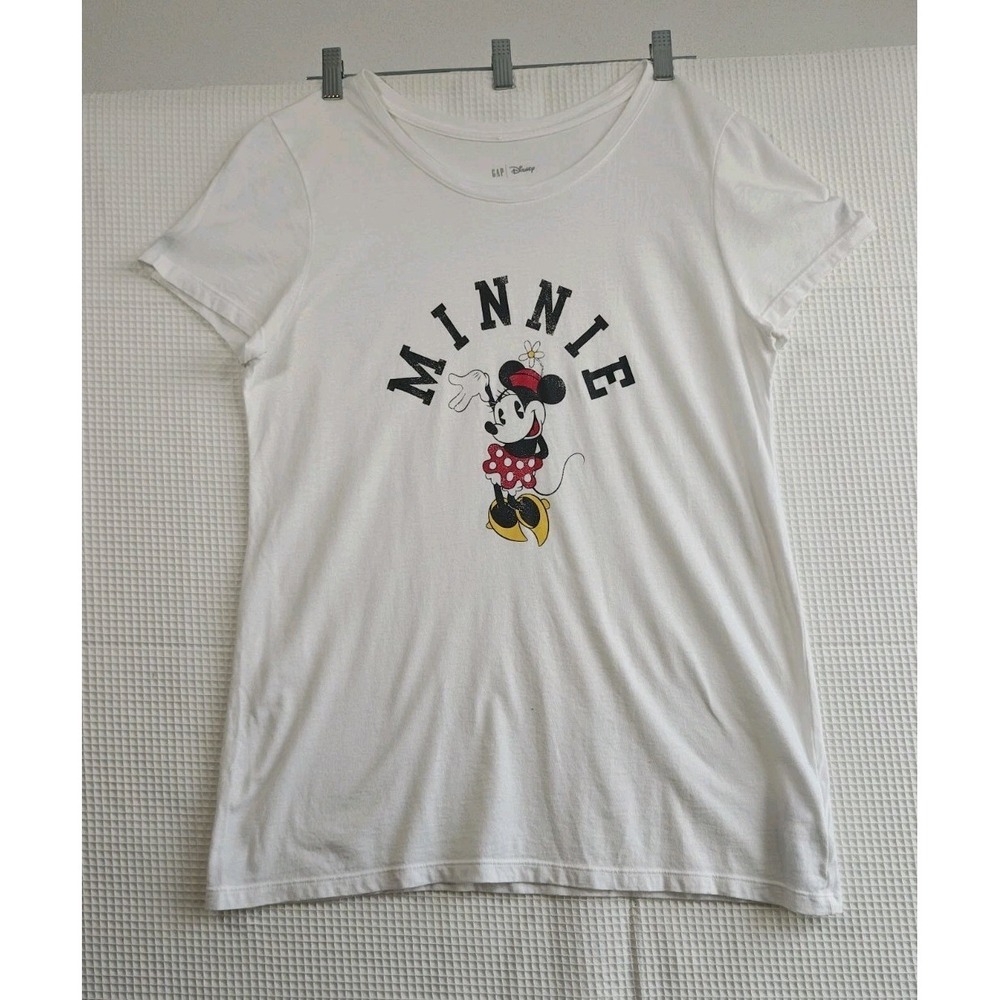 Gap x Disney Minnie Mouse Graphic T Shirt Women's Large White Short Sleeve Tee